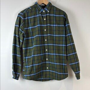 Frank  Oak Green and Blue Plaid Men's Shirt Size Large